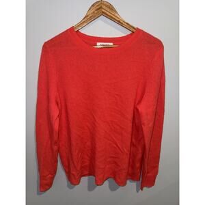 Nordstrom Cashmere Sweater Womens Coral Orange 100% Cashmere Crewneck Pullover
